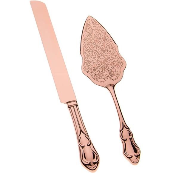 Cake Knife & Server Set, Rose Gold Cake Cutting Sets for Wedding, Anniversary - Picture 1 of 7